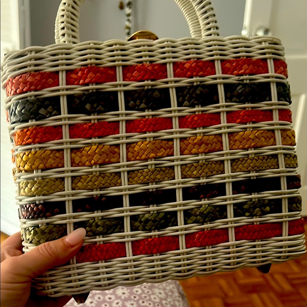 Rainbow wicker bag, vintage